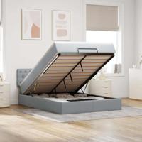 Ottoman bed met matras 140x200cm stof lichtgrijs - thumbnail