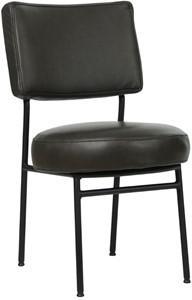 Donkergrijze leren moderne retro eetkamerstoel Rondo - Granada leer Graphite (donkergrijs leer)
