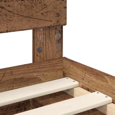 Bedframe met hoofdeinde Oudhout 135 x 190 cm Bewerkt hout