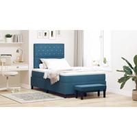 Boxspring bed met matras Donkerblauw 120 x 190 cm Fluweel - thumbnail