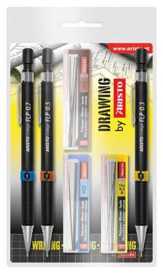 Aristo ar-23559 vulpotlodenset hb 0.35/0.5/0.7mm met gratis potloodstiftjes