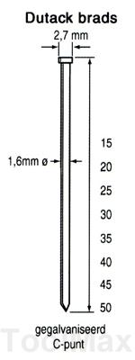 Dutack 1.6mm brads | 64mm | 2000 stuks - 5138039