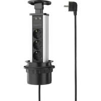 Sygonix SY-4737794 Stekkerdoostoren Zwart, Zilver Randaarde stekker 1 stuk(s) - thumbnail