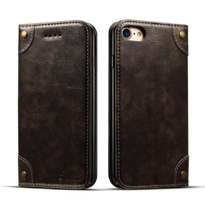 Voor iPhone 8/7 barok eenvoudige horizontale Flip lederen draagtas met houder & kaartsleuven & portemonnee (zwart)