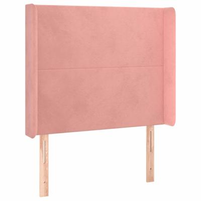 Hoofdbord met randen 93x16x118/128 cm fluweel roze