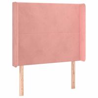 Hoofdbord met randen 93x16x118/128 cm fluweel roze - thumbnail