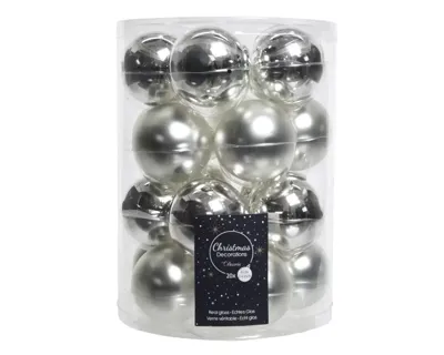 Decoris kerstballen Glas 20st zilver 6cm