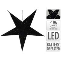 Ster papier met LED 45cm zwart - thumbnail