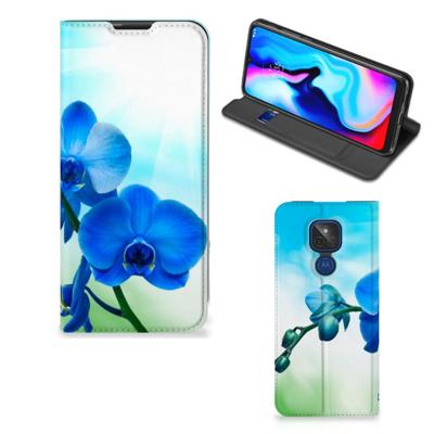 Motorola Moto G9 Play Smart Cover Orchidee Blauw - Cadeau voor je Moeder Motorola Moto G9 Play Smart Cover Orchidee Blauw - Cadeau voor je Moeder
