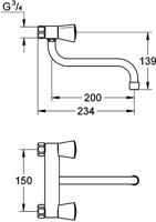 Grohe Costa S Wandkraan Met Onderuitloop Chroom - thumbnail