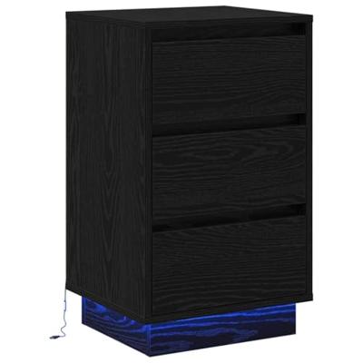 Nachtkastje met lade met Zwart 39 x 34.5 x 65 cm Bewerkt hout