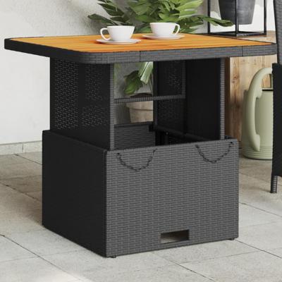 Tuintafel 80x80x71 cm poly rattan en acaciahout zwart Tuintafel 80x80x71 cm poly rattan en acaciahout zwart