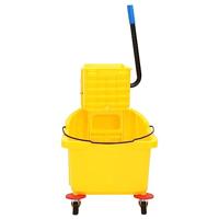 VidaXL Dweilemmer met wringer en wielen 36 l polypropeen geel - thumbnail