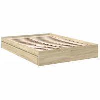 Bedframe met lades bewerkt hout sonoma eikenkleurig 150x200 cm - thumbnail