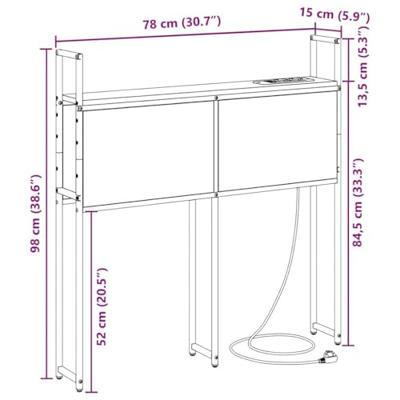 Opberghoofdbord met hoofdeinde met opslag Grijs sonoma 75 cm Bewerkt hout Opberghoofdbord met hoofdeinde met opslag Grijs sonoma 75 cm Bewerkt hout