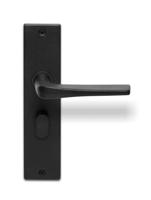 Deurklink Arcos massief zwart op langschild vrij- en bezet 63mm - thumbnail