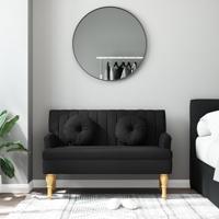 Bankje met kussens 113x64,5x75,5 cm stof zwart - thumbnail