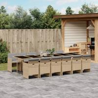 13-delige Tuinset met kussens poly rattan gemengd beige - thumbnail