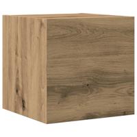 4-delig Tv-meubelset wandmontage bewerkt hout artisanaal eiken - thumbnail