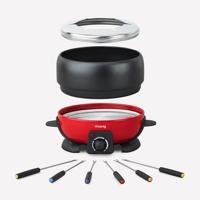 HKoeNIG ALP1800 - Elektrische fondue 6 personen - 2L - 800W - Regelbare thermostaat 25°C tot 190°C - Afneembare pan - Rood en zwart - thumbnail