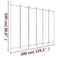 Kamerscherm met 6 panelen 300x220 cm stof zwart - thumbnail