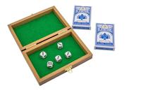 Goki houten speelkaartenbox met 5 dobbelstenen en 2 sets kaarten - thumbnail