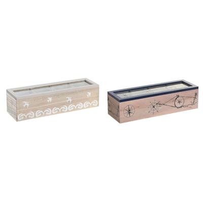 Box for Infusions DKD Home Decor Kristal Blauw Wit Hout MDF (30 x 9 x 8 cm) (2 Stuks)