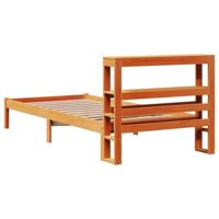 Bedframe met hoofdbord massief grenenhout wasbruin 90x200 cm - thumbnail