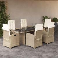 7-delige Tuinset met kussens poly rattan beige - thumbnail