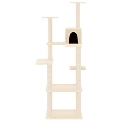 VidaXL Kattenmeubel met sisal krabpalen 153 cm crèmekleurig VidaXL Kattenmeubel met sisal krabpalen 153 cm crèmekleurig