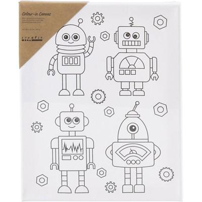 Creativ Company Schildercanvas met print, robots , d: 1,6 cm, afm 24x30 cm, 360 gr, 1 stuk