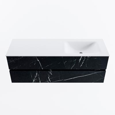 MONDIAZ VICA 140cm badmeubel onderkast Marquina 2 lades. Wastafel CLOUD rechts 1 kraangat, kleur Talc.