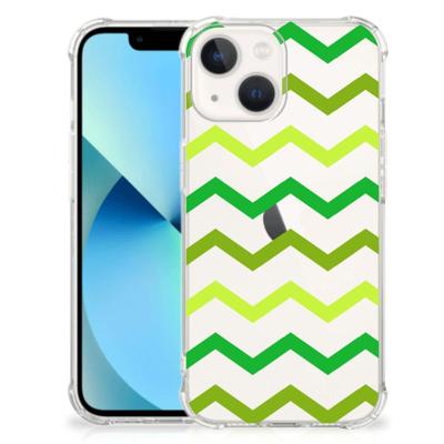 iPhone 13 mini Doorzichtige Silicone Hoesje Zigzag Groen iPhone 13 mini Doorzichtige Silicone Hoesje Zigzag Groen