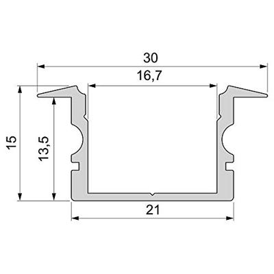 Deko Light 975165 ET-02-15 T-profiel Aluminium (b x h x d) 30 x 15 x 2000 mm 2 m
