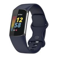 By Qubix - Compatible met Fitbit Charge 5 - Fitbit Charge 6 Sportbandje met dubbele lus - Donkerblauw - Maat: S - Compatible fitbit bandje - thumbnail