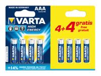 Batterij Varta AAA 4+4 Alkaline Longlife Power - thumbnail