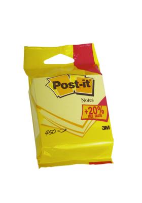 Post-it Notes kubus ft 76 x 76 mm, geel, blok van 450 vel, op blister