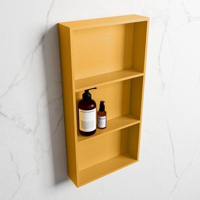 MONDIAZ EASY Nis 59,5x29,5cm in solid surface kleur Ocher | Ocher. 3 vakken geschikt voor in- of opbouw