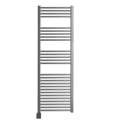 Elektrische Design Radiator Sanicare Plug & Play 172x45 cm Zilvergrijs 596 Watt Met Zwarte Thermostaat En Bluetooth Links Sanicare