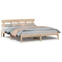 Bedframe met hoofdeinde Bruin 180 x 200 cm Massief grenenhout - thumbnail