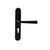 Hardbrass Deurkruk Mikonos op ovaal langschild profielcilindergat 72mm - zwart - thumbnail