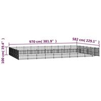 vidaXL Hondenkennel voor buiten 56,45 m² staal, kennel, hondenhuis, hondenren, hondenhok, hondenverblijf, puppyverblijf, kennels, hondenhokken - thumbnail