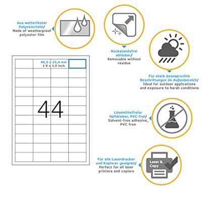 Etiket HERMA 4572 48.3x25.4mm folie wit 880 etiketten Etiket HERMA 4572 48.3x25.4mm folie wit 880 etiketten
