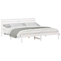 Bedframe met hoofdeinde Wit 200 x 200 cm Massief grenenhout - thumbnail