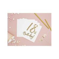 Servetten 18th Birthday Goud - 20 Stuks - thumbnail