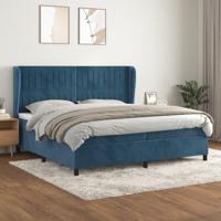 Boxspring met matras fluweel donkerblauw 200x200 cm - thumbnail