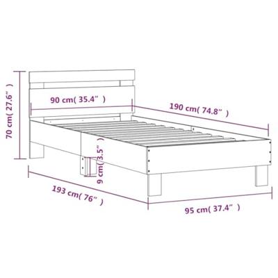 Bedframe met hoofdbord en LED gerookt eikenkleurig 90x190 cm Bedframe met hoofdbord en LED gerookt eikenkleurig 90x190 cm