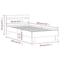 Bedframe met hoofdbord en LED sonoma eikenkleurig 90x190 cm - thumbnail