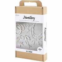 Creativ Company Creatieve box sieraden, kettingen, armbanden, oorbellen, verguld, wit parelmoer, 1 doos - thumbnail