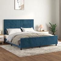 Bedframe met hoofdeinde fluweel donkerblauw 180x200 cm - thumbnail